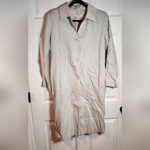 Lynn Lugo Vintage Cotton Cream Beige Button Up Trench Coat Size 8